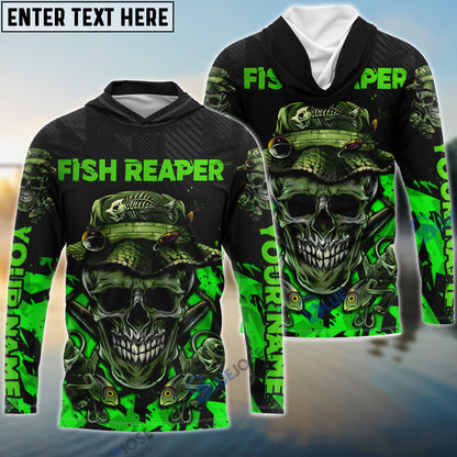Frenzidea Fish Reaper Skull Black And Neon Green Custom Fishing Shirts