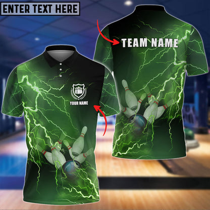 Frenzidea Bowling And Pins Thunder Multicolor Customized Name, Team Name 3D Shirt