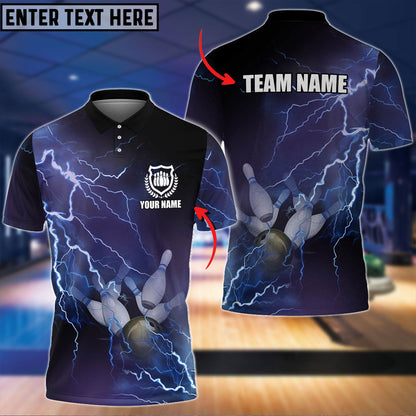 Frenzidea Bowling And Pins Thunder Multicolor Customized Name, Team Name 3D Shirt