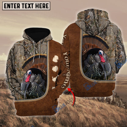 Frenzidea Personalized Name Turkey Happiness Hunting Pattern 3D Hoodie