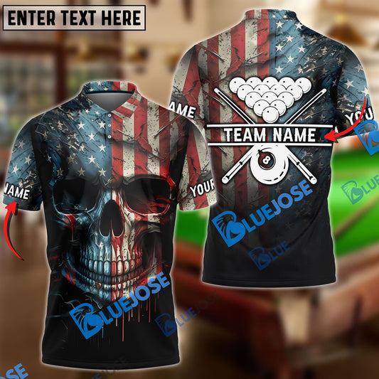 Frenzidea Billiard Ball 8 American Skull Premium Personalized Name, Team Name Unisex Shirt