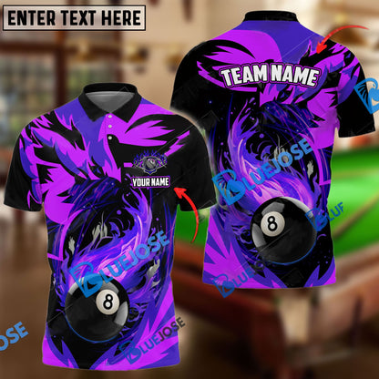 Frenzidea Billiards Fire Phoenix Personalized Name, Team Name Unisex Shirt ( 6 Colors )