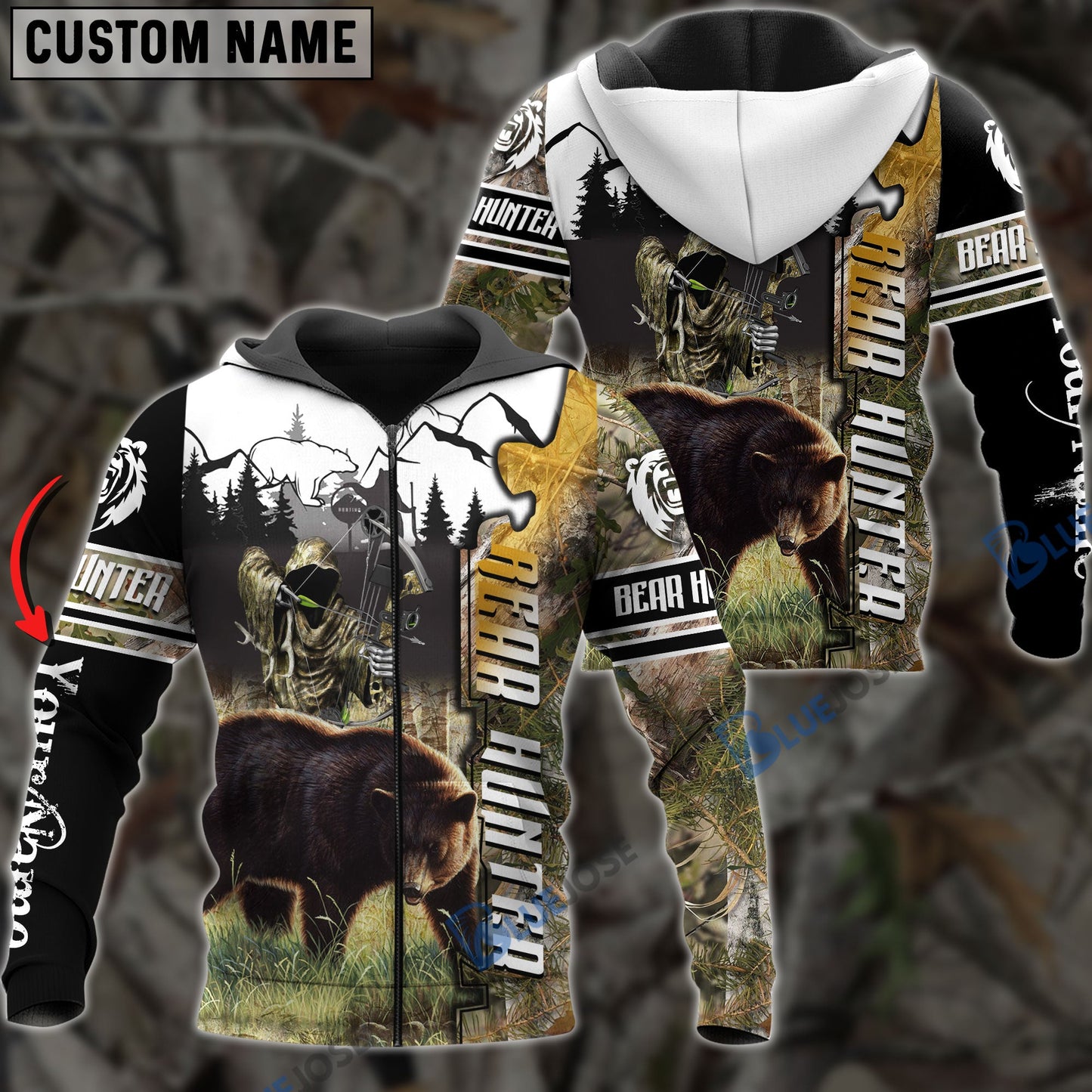 Frenzidea Customized Name Bear Hunting 3D Shirts