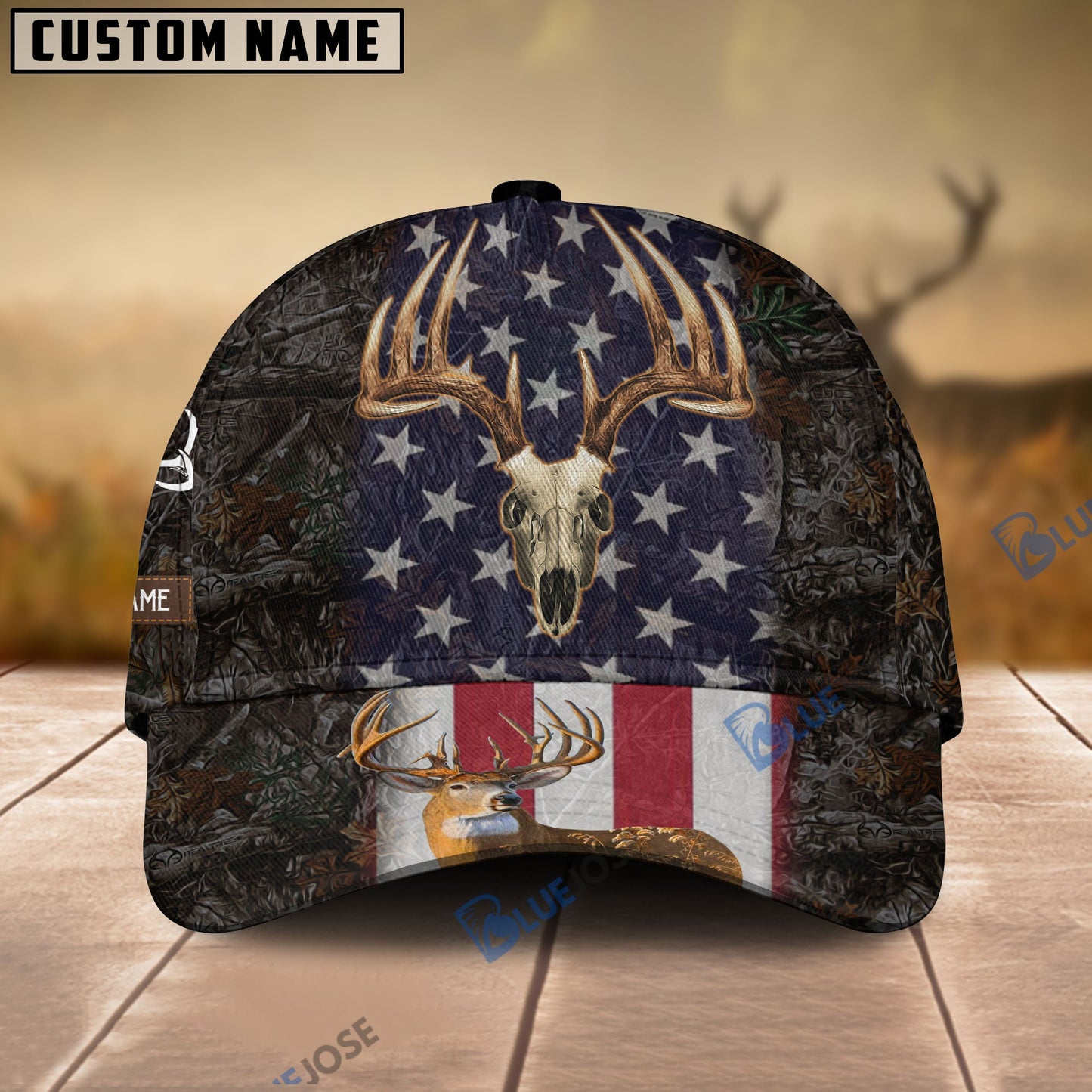 Frenzidea Hunting US Flag Pattern Personalized Name Cap