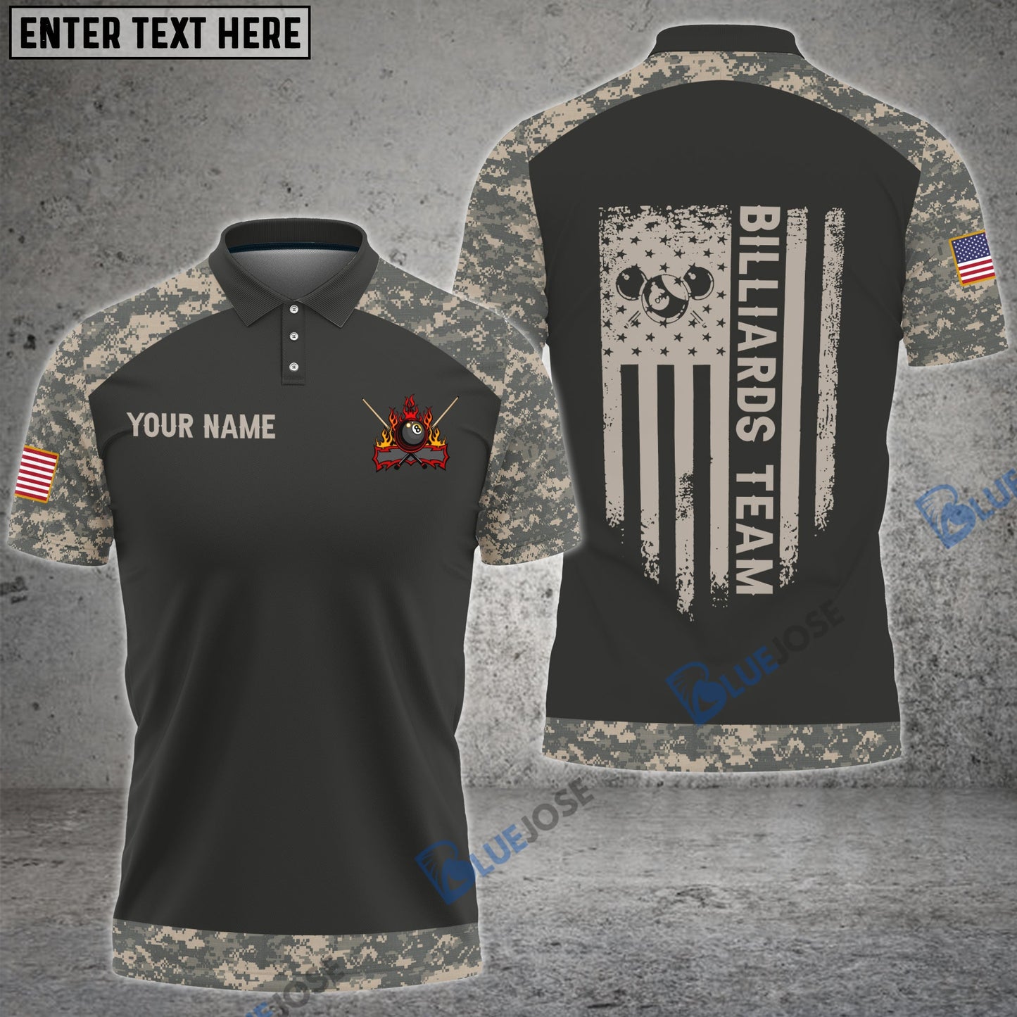 Frenzidea Billiards Retro Camouflage Flag Personalized 3D Shirt