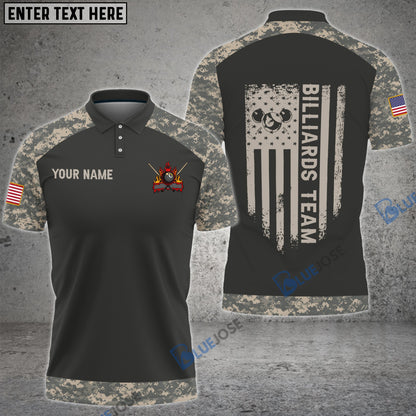 Frenzidea Billiards Retro Camouflage Flag Personalized 3D Shirt
