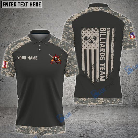 Frenzidea Billiards Retro Camouflage Flag Personalized 3D Shirt