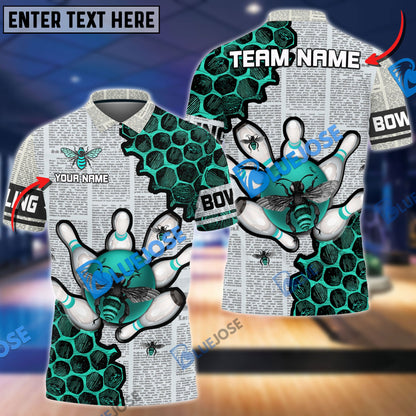 Frenzidea Bowling And Pins Let It Bee Customized Name 3D Shirt (4 Colors)