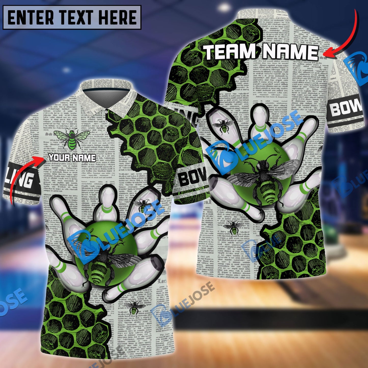 Frenzidea Bowling And Pins Let It Bee Customized Name 3D Shirt (4 Colors)