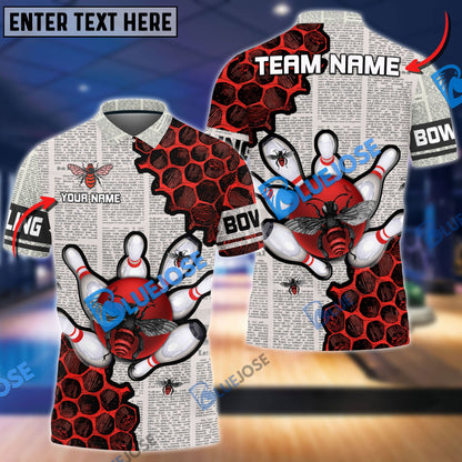 Frenzidea Bowling And Pins Let It Bee Customized Name 3D Shirt (4 Colors)