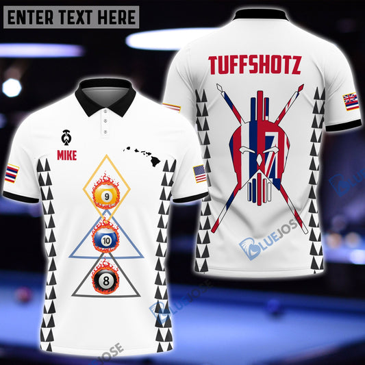 frenzidea Billiards Hawaii & USA Flag Personalized Polo Shirt