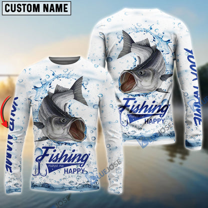 Frenzidea Customize Name Striped Bass Fishing 3D Shirts