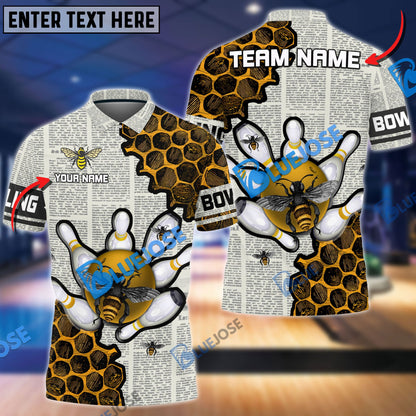 Frenzidea Bowling And Pins Let It Bee Customized Name 3D Shirt (4 Colors)