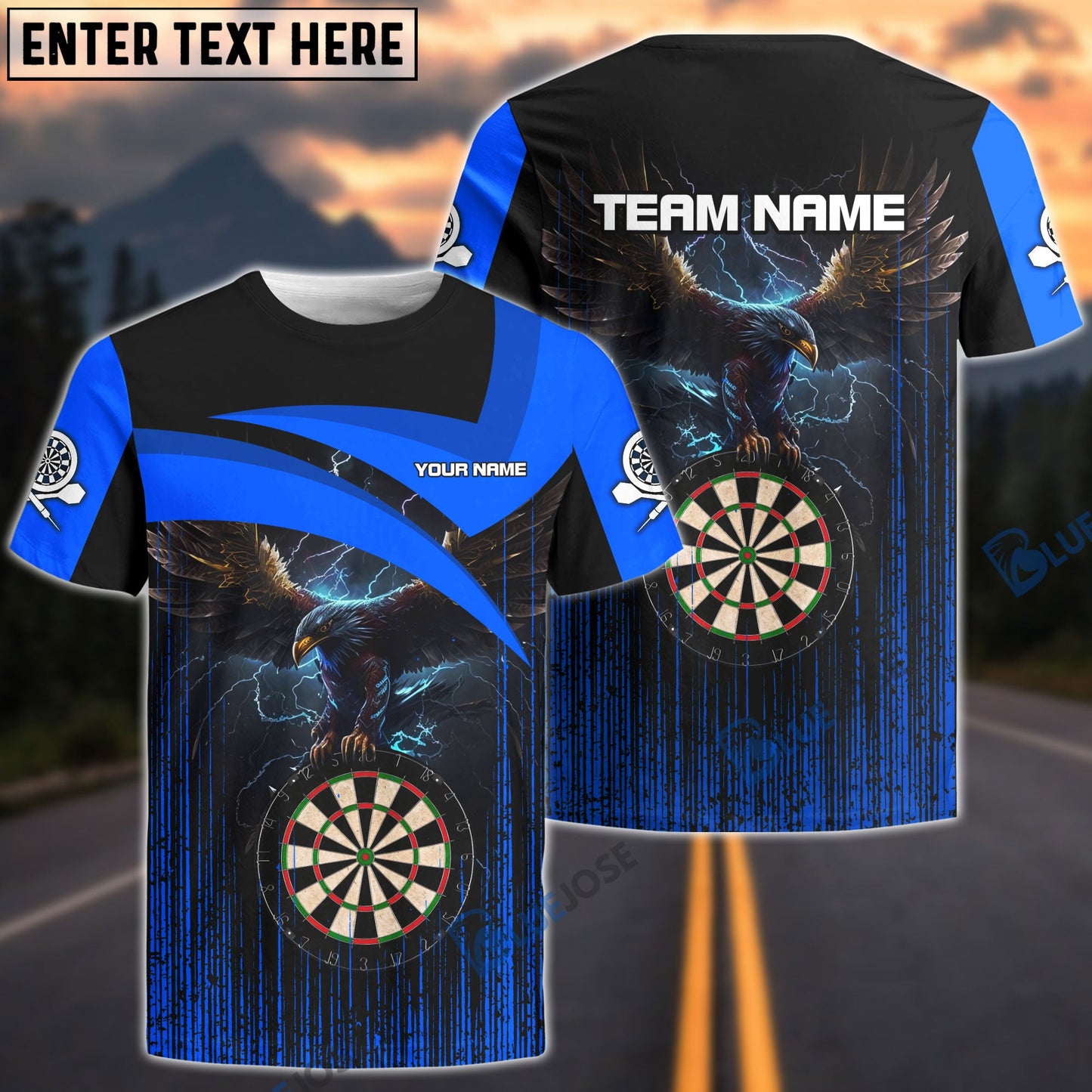 Frenzidea Dart Board Eagle Personalized Name, Team Name 3D Shirt (4 Colors)