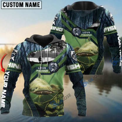 frenzidea Customize Name Catfish Fishing Green 3D Shirts