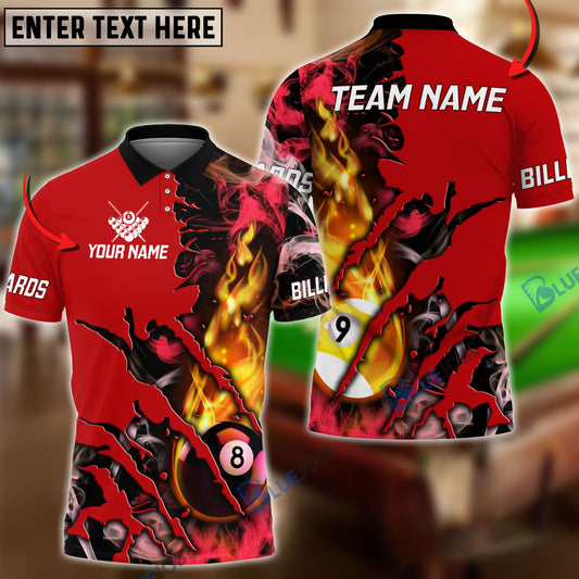 Frenzidea Billiards Flame Smoke Pattern Personalized Unisex Shirt