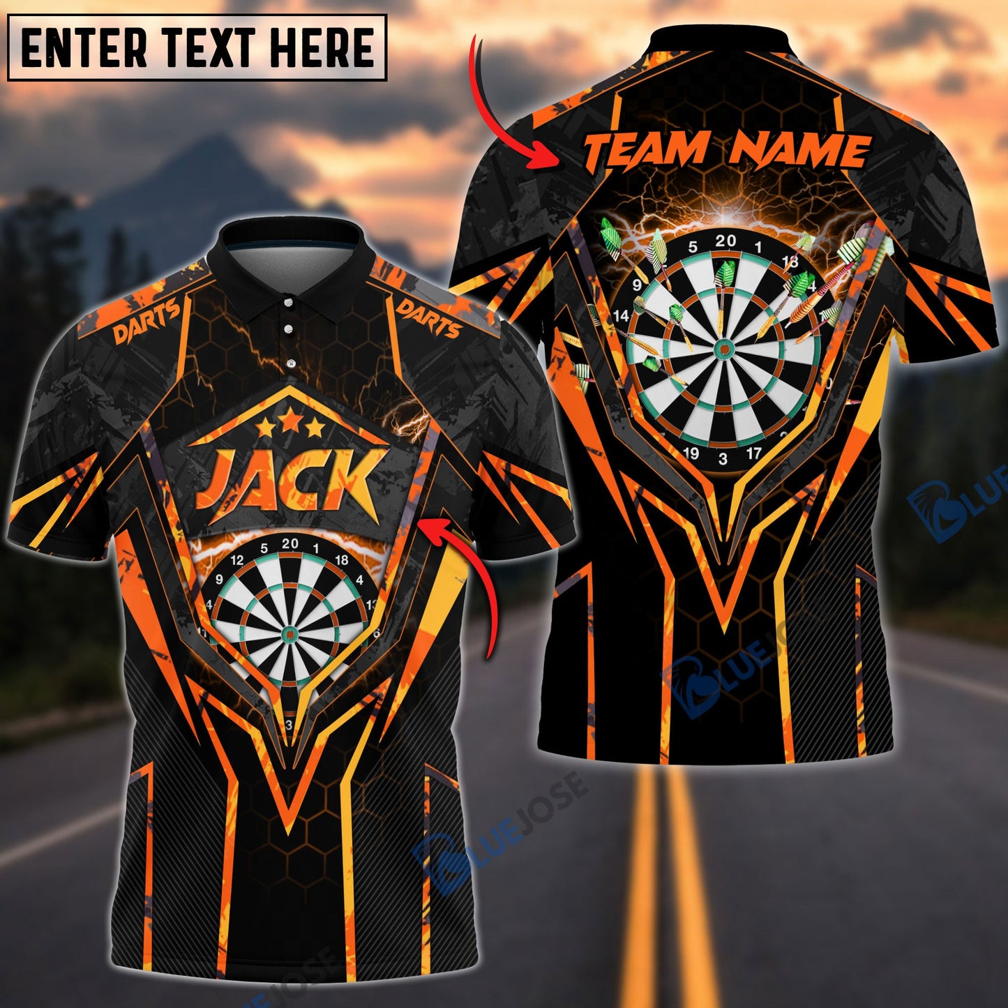 Frenzidea Darts Thunder Personalized Name, Team Name 3D Shirt (6 Colors)