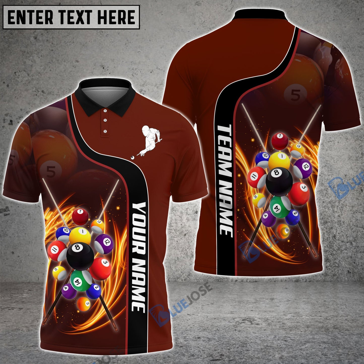 Frenzidea Billiards Dark Red Personalized Name, Team Name Unisex Shirt