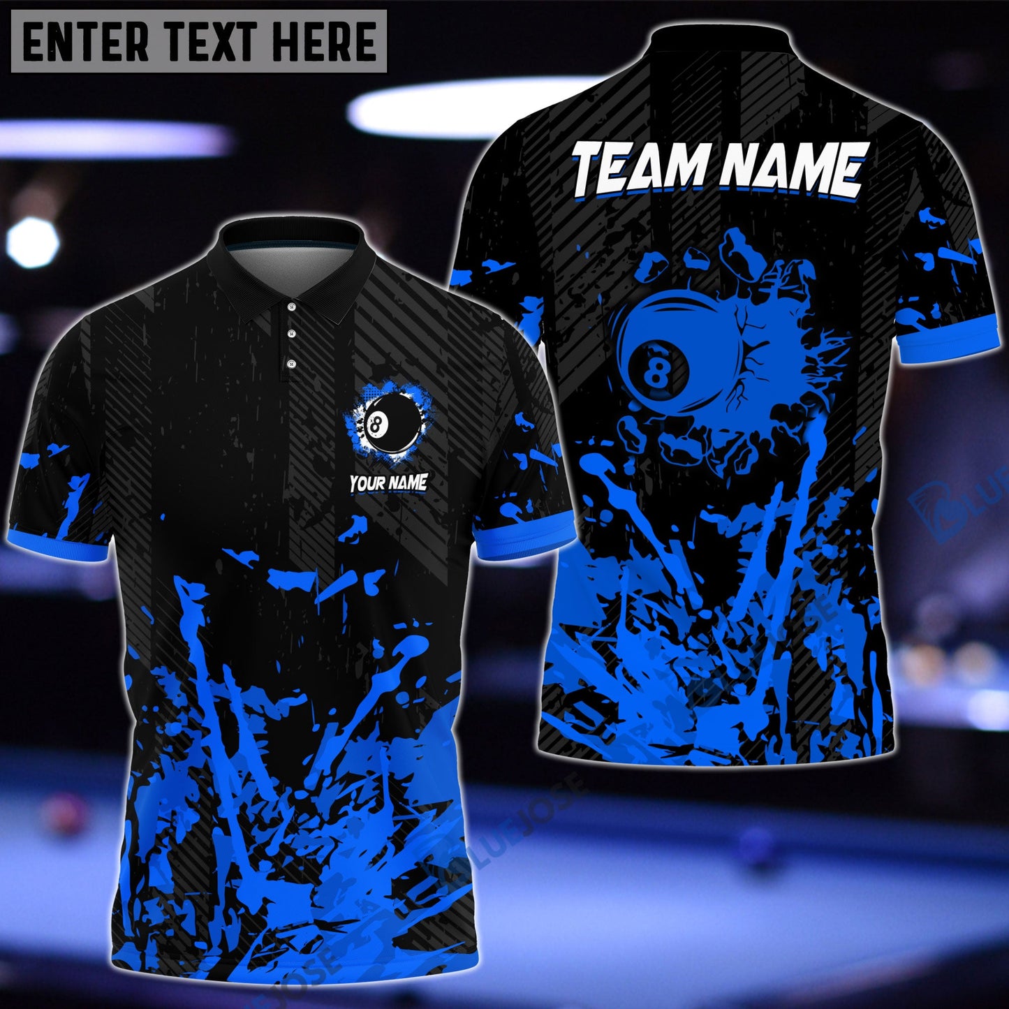 frenzidea Billiards Ball 8 Breaking Paint Personalized Name, Team Name Unisex Shirt