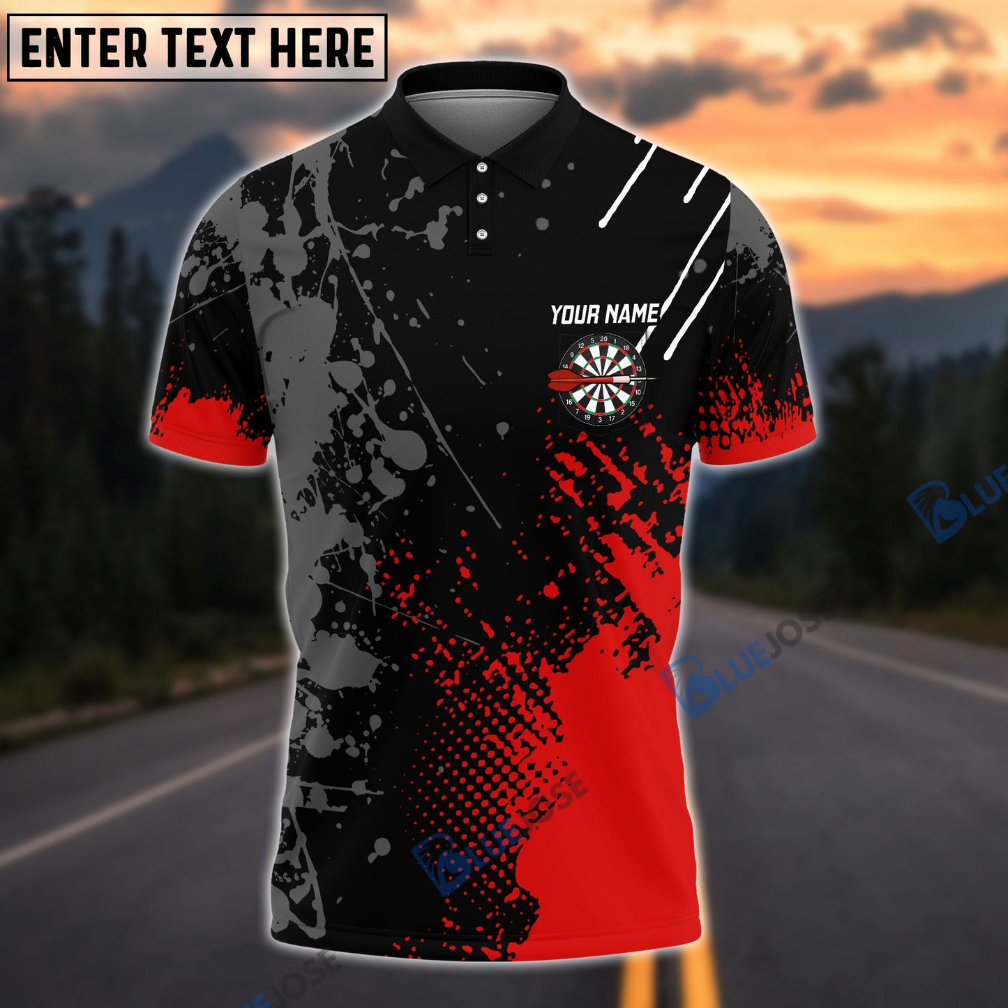 frenzidea Paint Style Darts Red Personalized Name, Team Name 3D Shirt