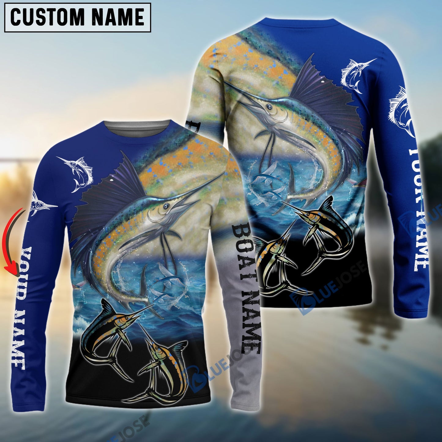 frenzidea Sailfish Fishing Customize Name, Boat Name 3D Shirts