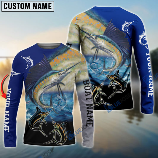 frenzidea Sailfish Fishing Customize Name, Boat Name 3D Shirts