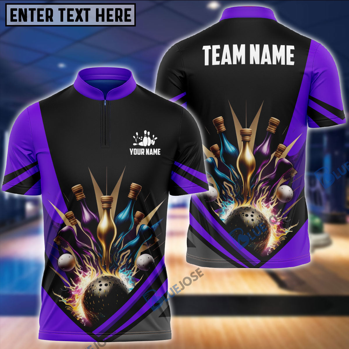Frenzidea Bowling And Pins Winner Customized Name 3D Shirt (4 Colors)