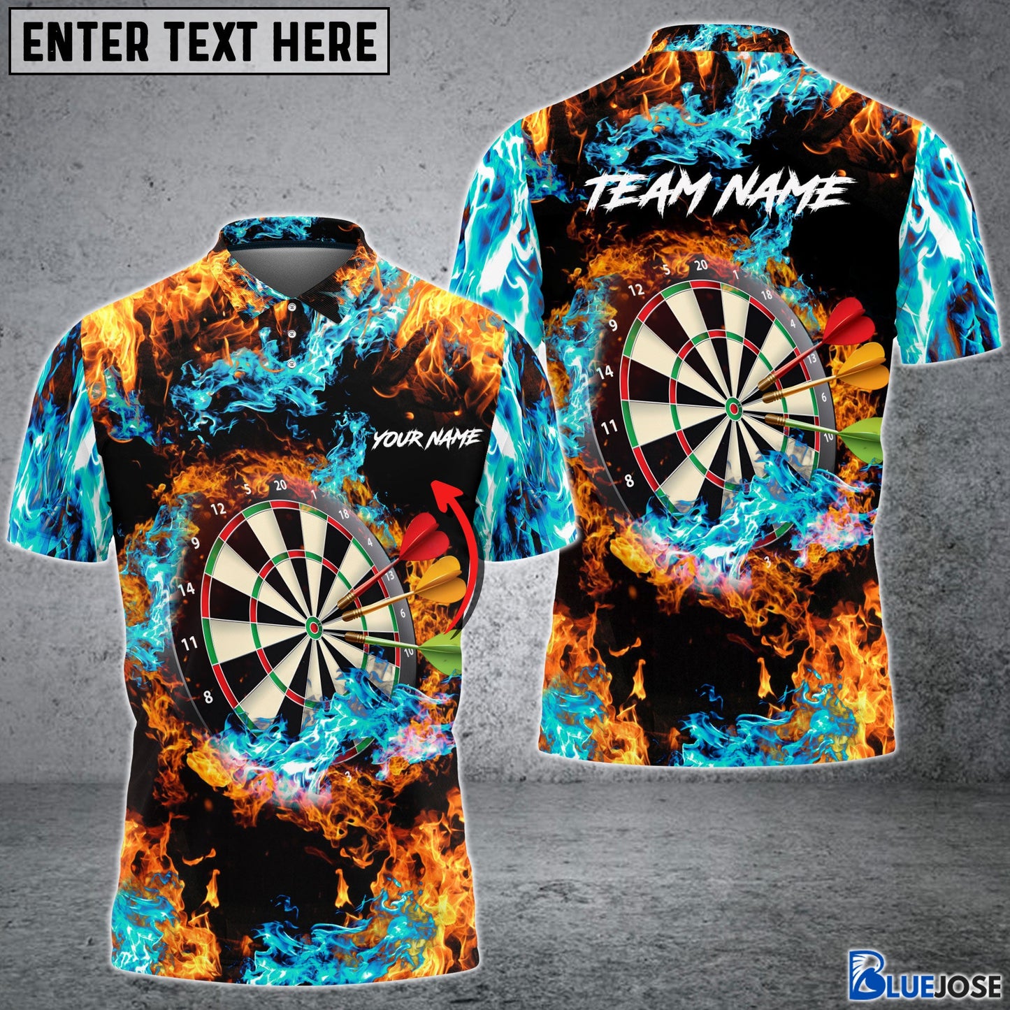 Frenzidea Dart Fire & Water Personalized Name 3D Shirt