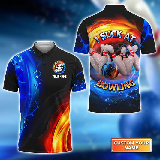 Frenzideas I Suck At Bowling Customized Name 3D Shirt