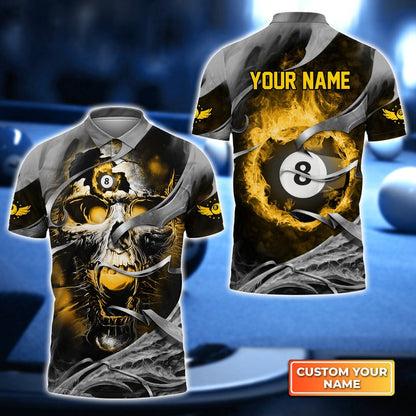 Frenzidea Billiard Skull Personalized Name Unisex Polo Shirt