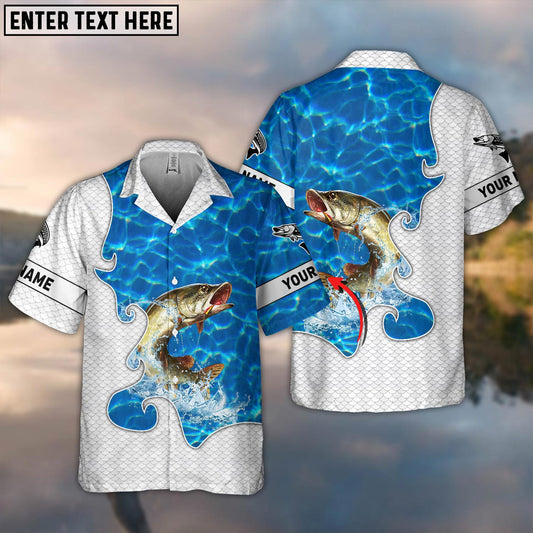 Frenzidea Pike Fishing Blue Water Personalized 3D Hawaiian Shirt