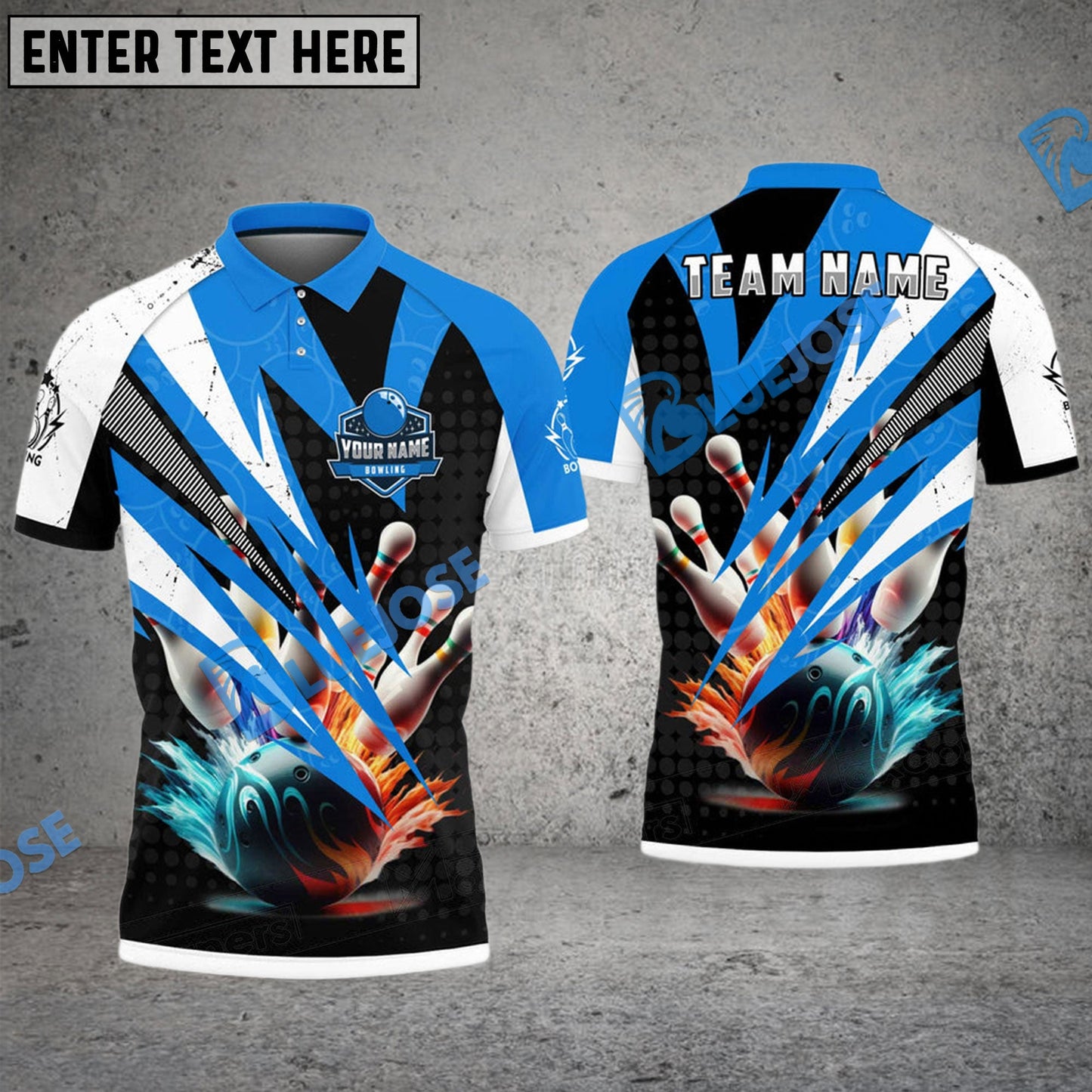 Frenzidea Bowling And Pins Lightning Dot Pattern Customized Name 3D Shirt (4 Colors)