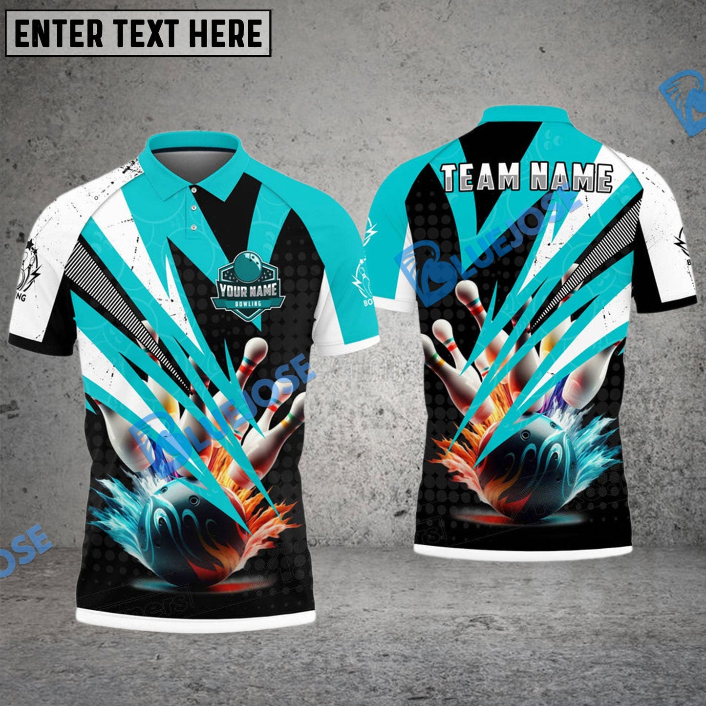 Frenzidea Bowling And Pins Lightning Dot Pattern Customized Name 3D Shirt (4 Colors)
