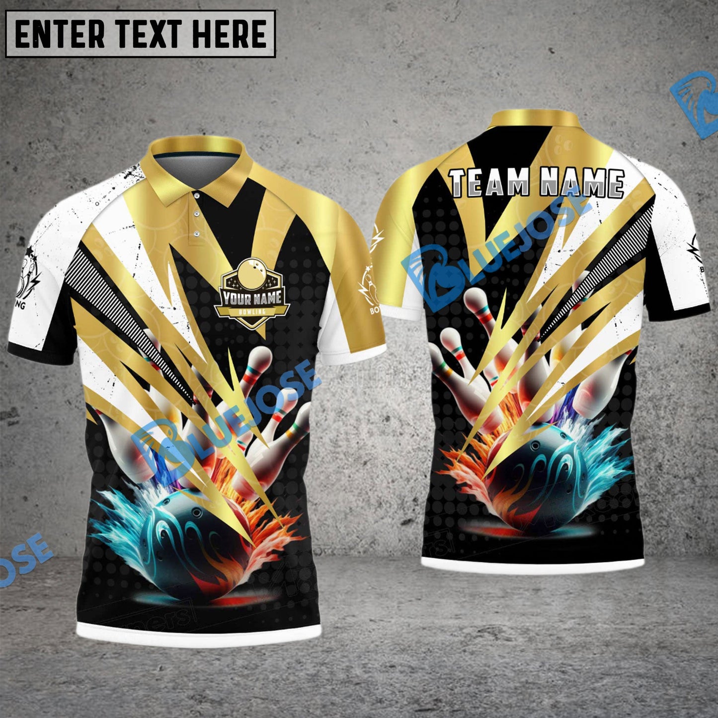 Frenzidea Bowling And Pins Lightning Dot Pattern Customized Name 3D Shirt (4 Colors)