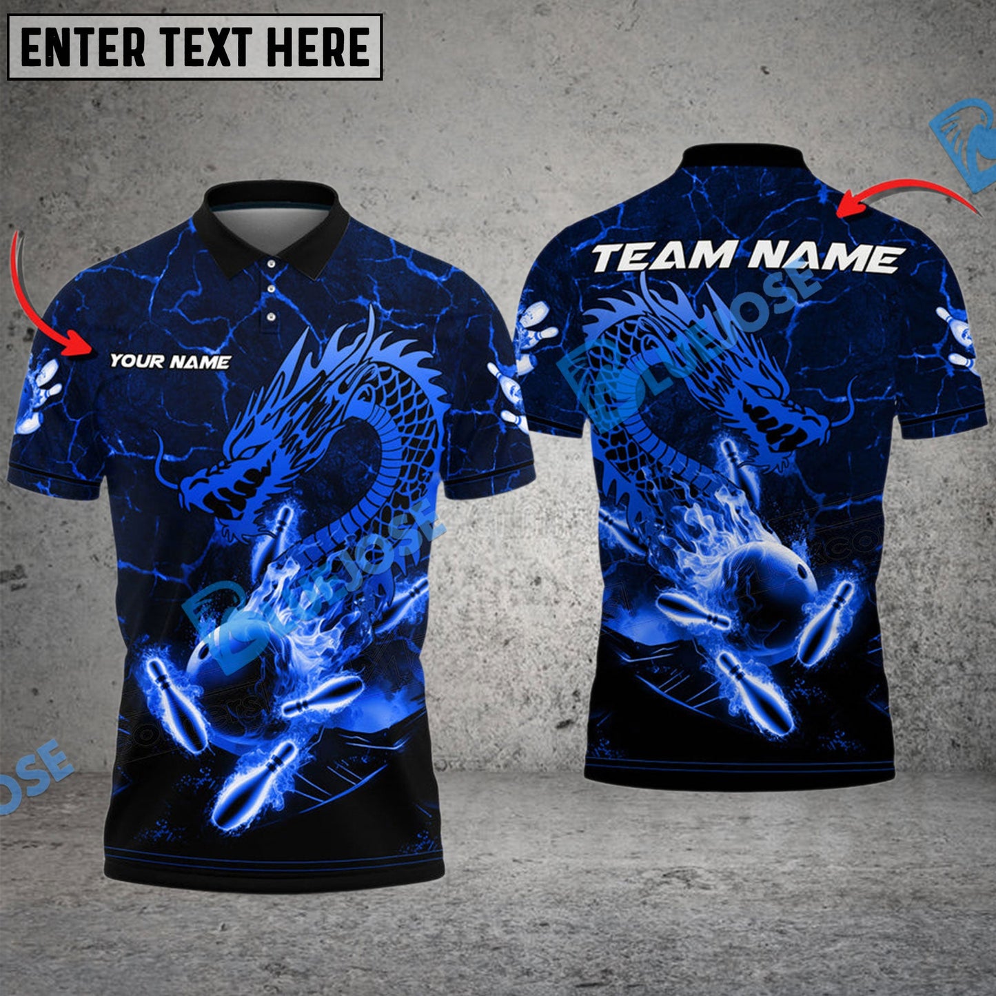 Frenzidea Bowling And Pins Mystery Dragon Customized Name 3D Shirt (4 Colors)