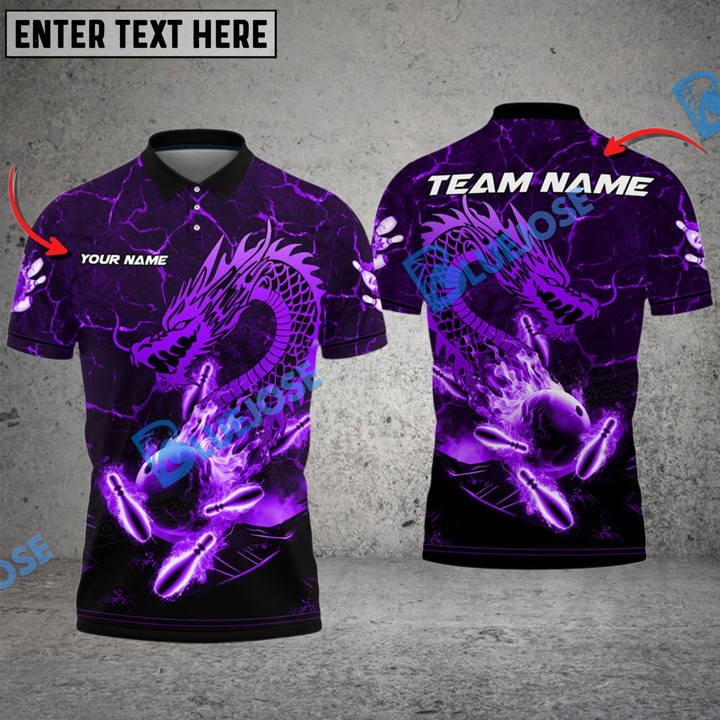Frenzidea Bowling And Pins Mystery Dragon Customized Name 3D Shirt (4 Colors)