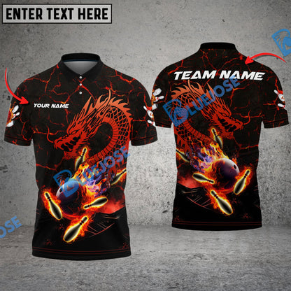 Frenzidea Bowling And Pins Mystery Dragon Customized Name 3D Shirt (4 Colors)