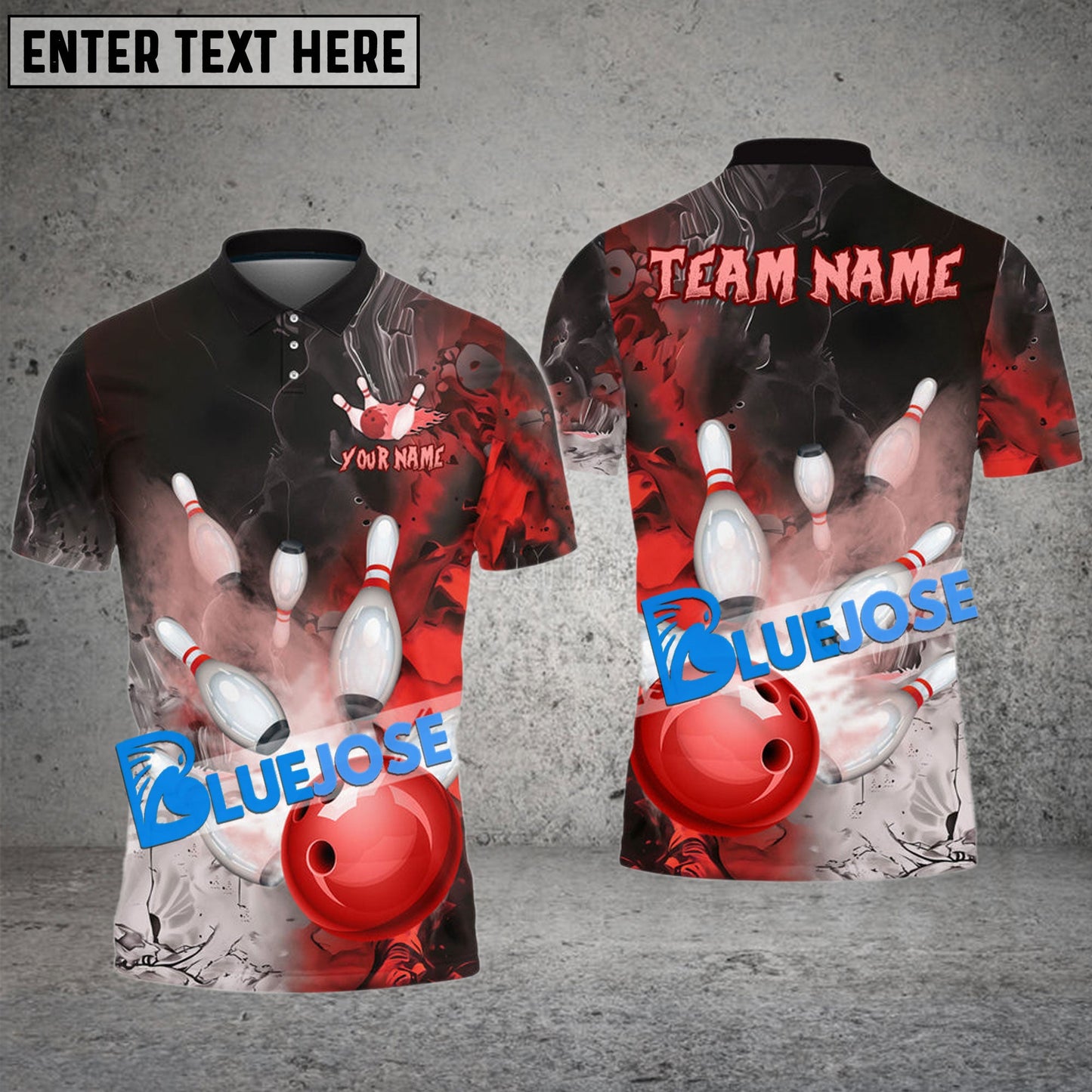 Frenzidea Bowling And Pins Fire Lava Smoke Pattern 2 Customized Name 3D Shirt (4 Colors)