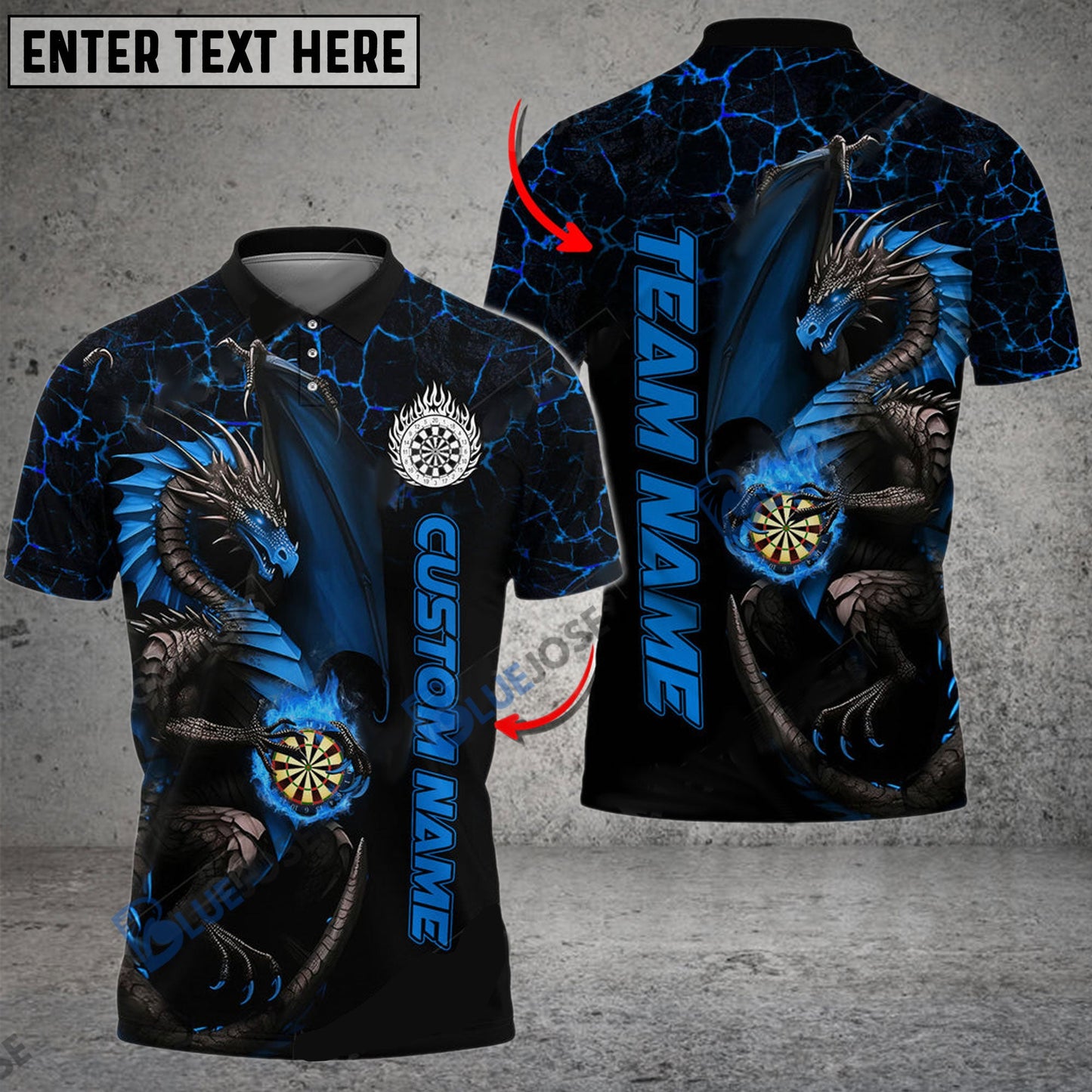 Frenzidea Darts Big Dragon Personalized Name, Team Name 3D Shirt (4 Colors)