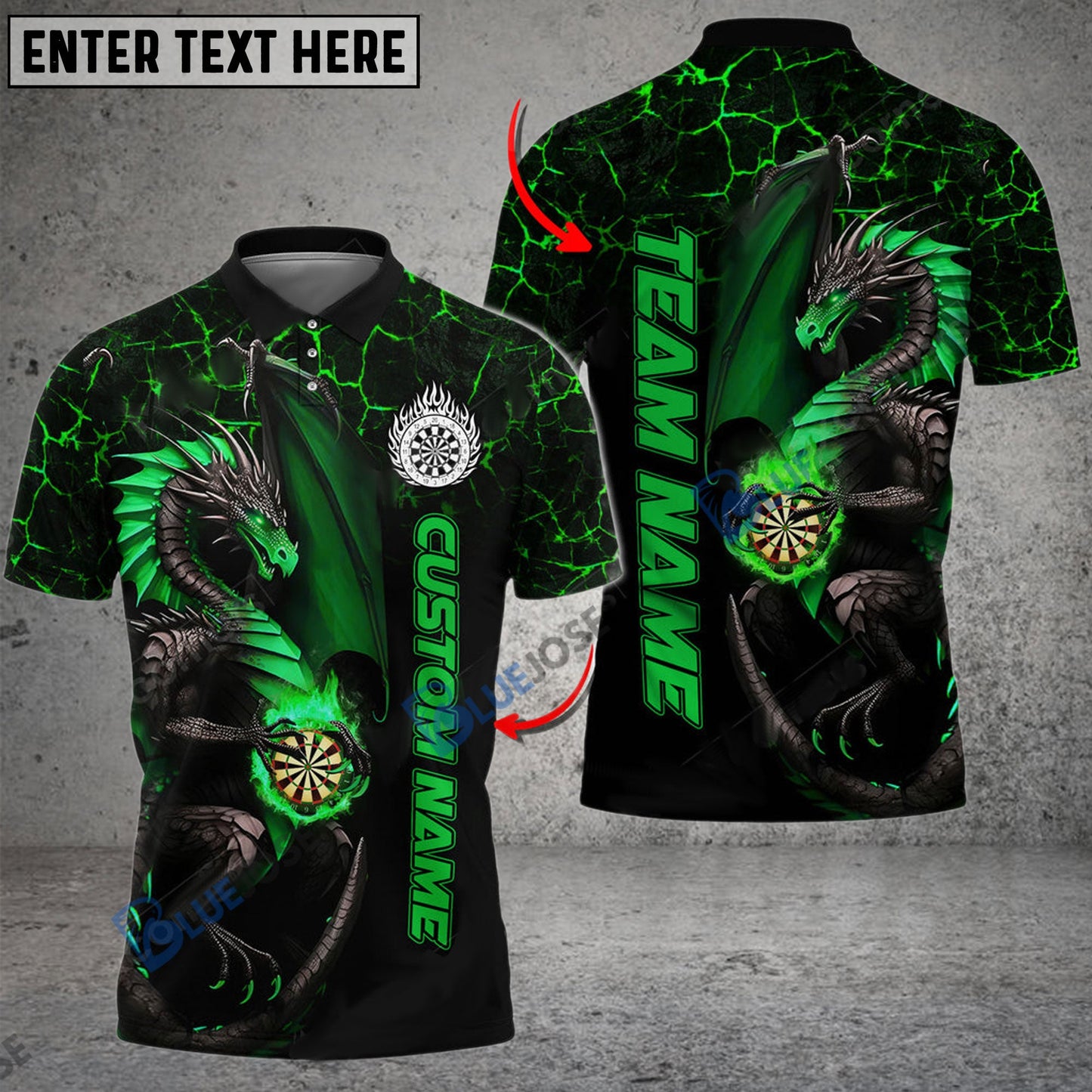 Frenzidea Darts Big Dragon Personalized Name, Team Name 3D Shirt (4 Colors)
