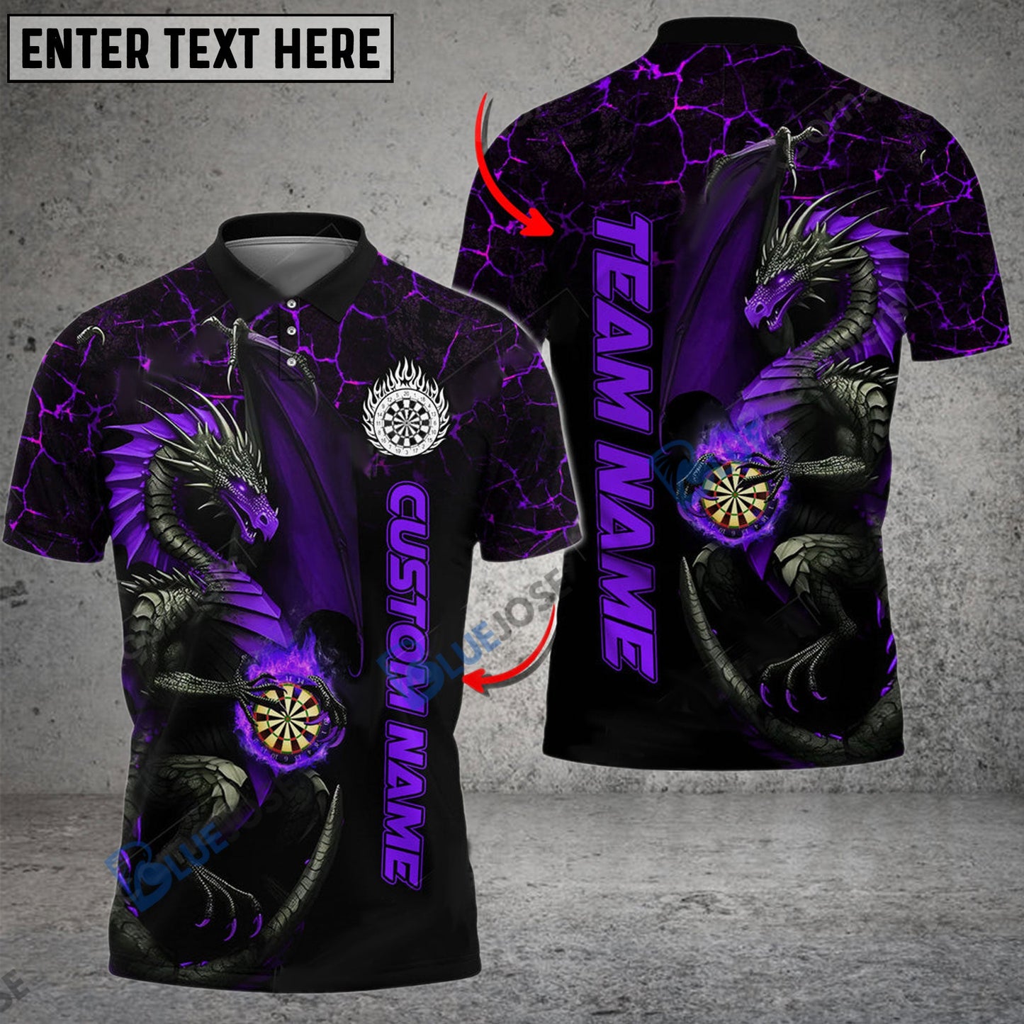 Frenzidea Darts Big Dragon Personalized Name, Team Name 3D Shirt (4 Colors)