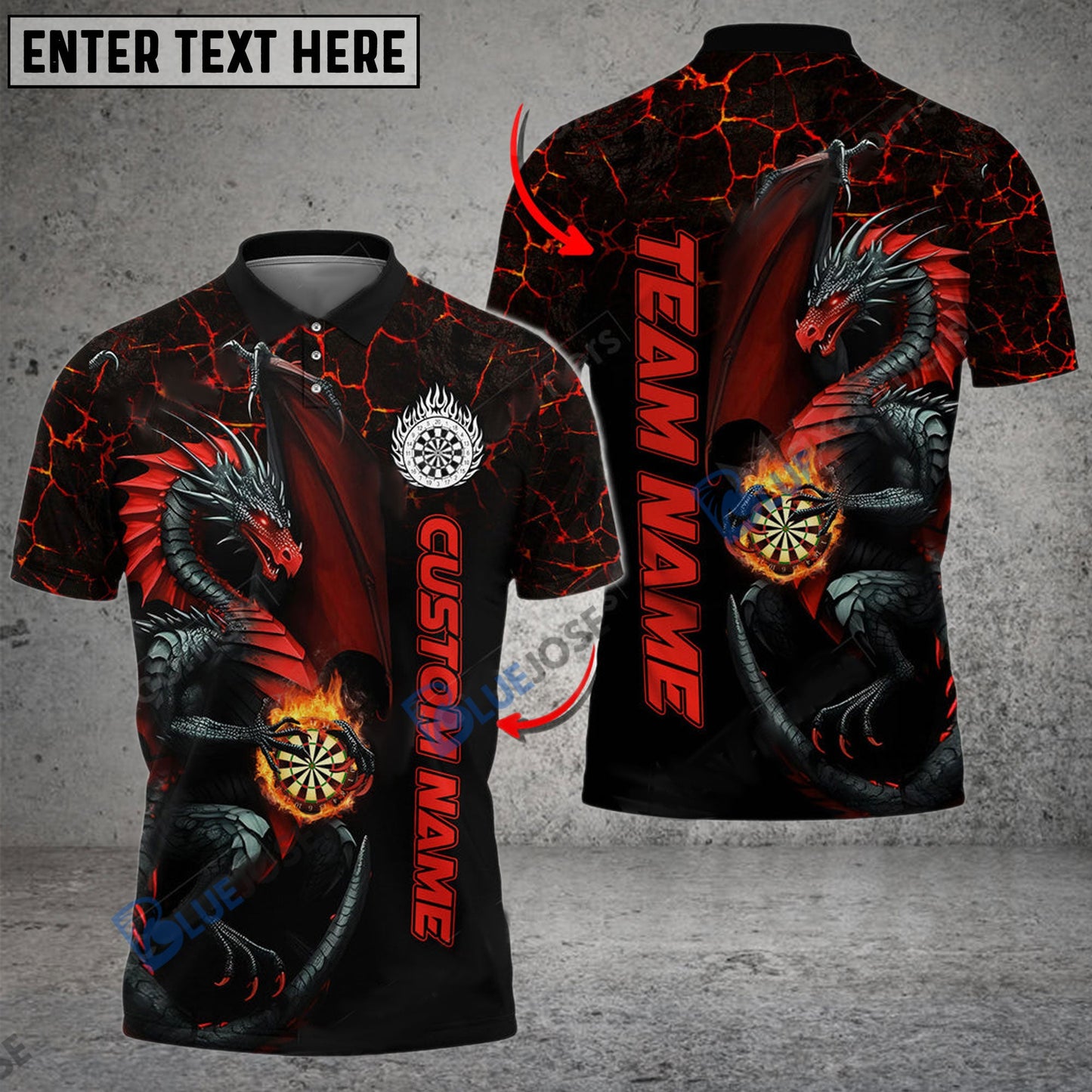 Frenzidea Darts Big Dragon Personalized Name, Team Name 3D Shirt (4 Colors)