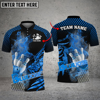 Frenzideas Bowling And Pins Fire Dragon Scale Multicolor Customized Name 3D Shirt ( 4 Colors )