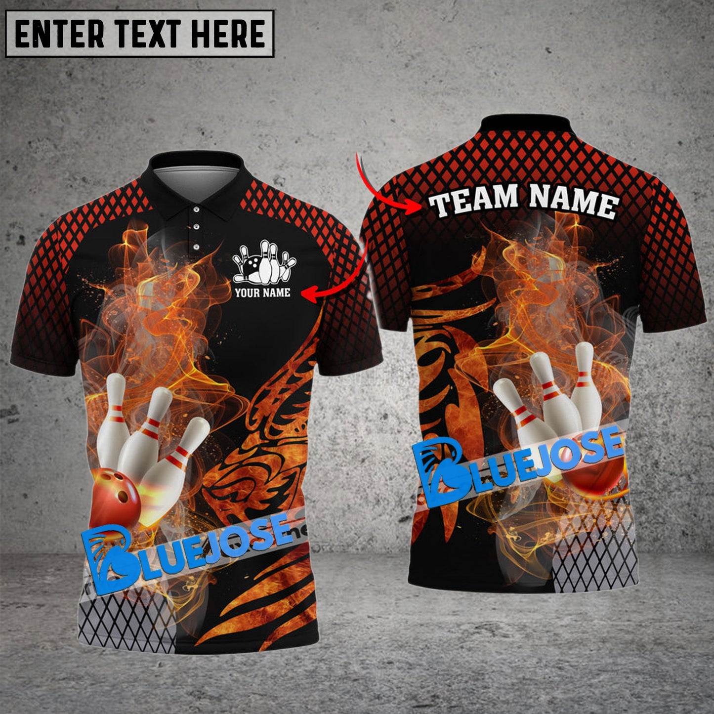 Frenzideas Bowling And Pins Fire Dragon Scale Multicolor Customized Name 3D Shirt ( 4 Colors )