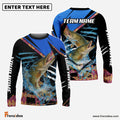 Frenzidea Pike Fishing Blue Brocade Pattern Custom Name & Team Name 3D Shirts