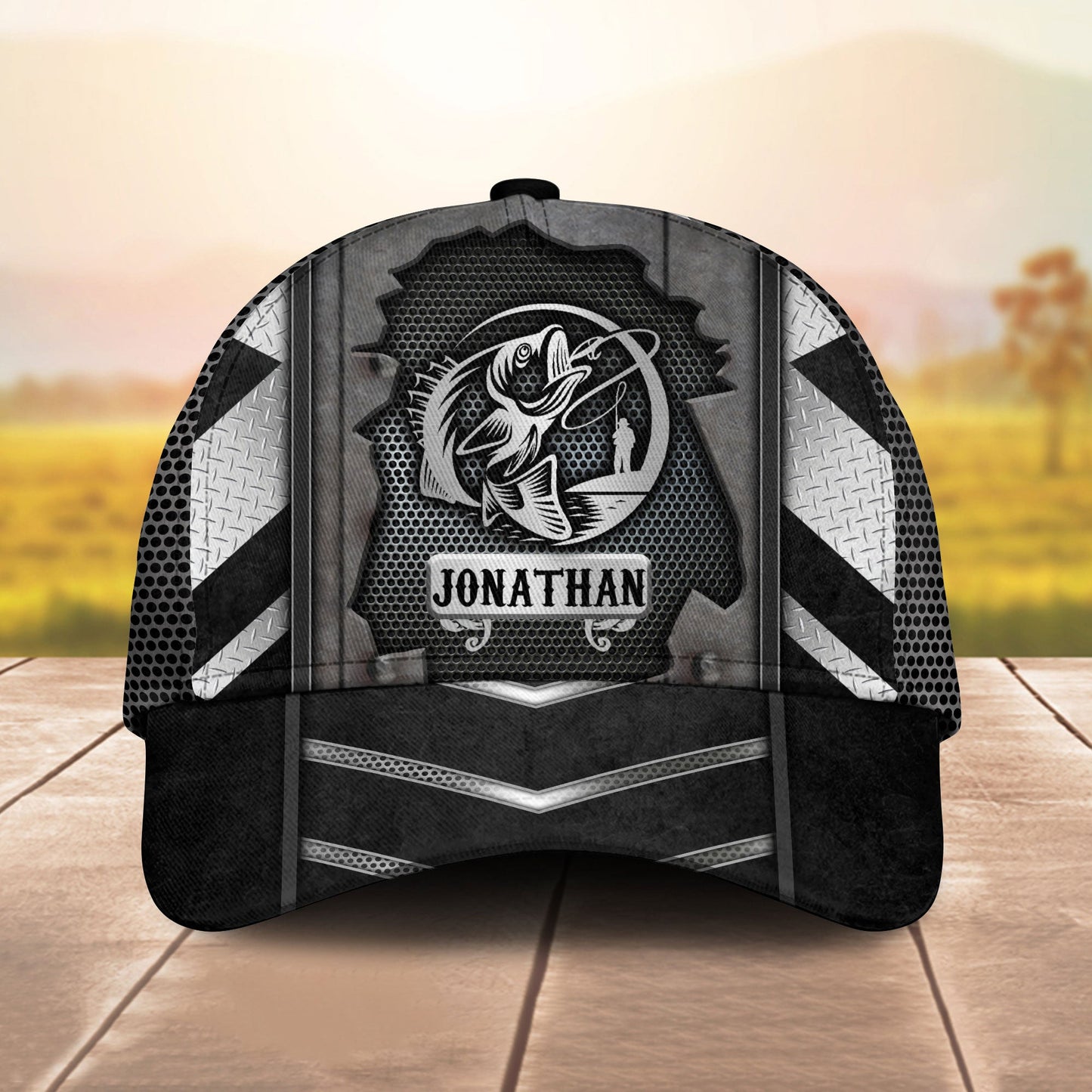Frenzidea Personalized Black & Grey Fishing Cap