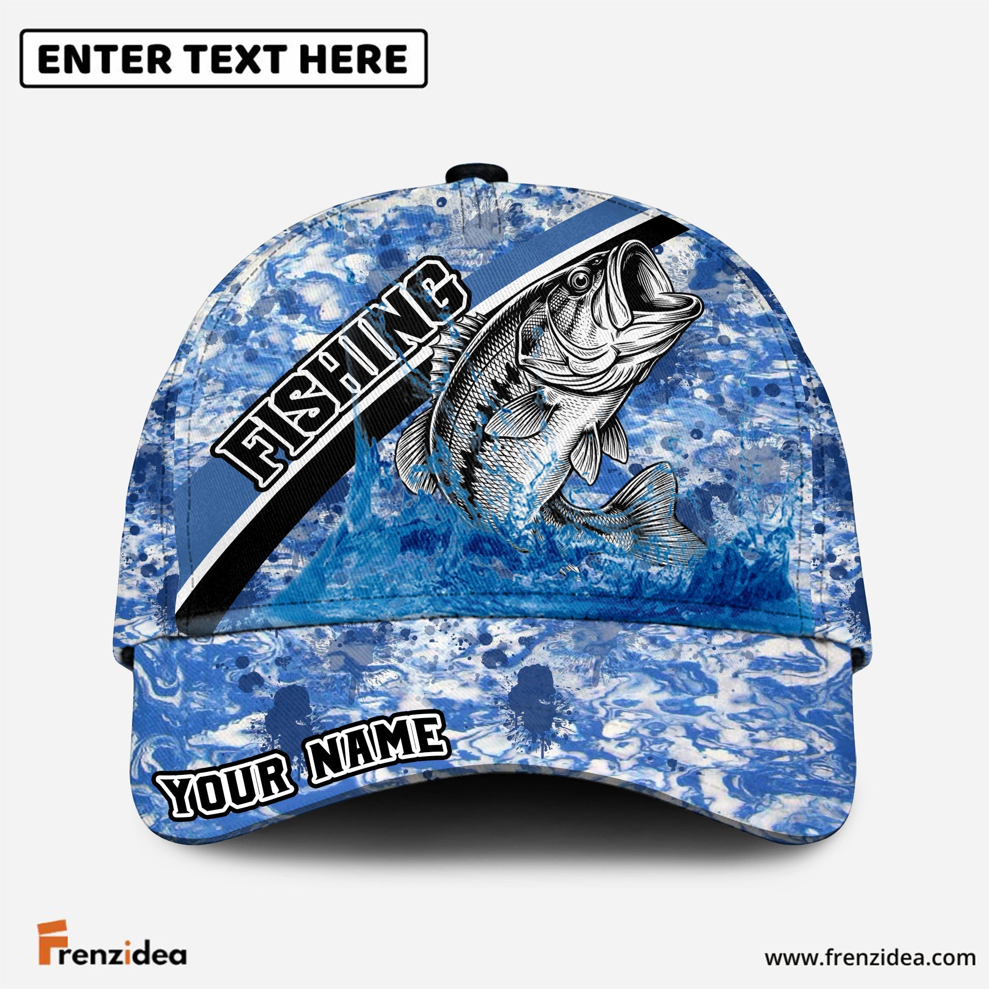 (10 Breeds) Frenzidea Marble Wave Fishing Adventure Customized Name 3D Cap