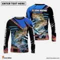 Frenzidea Bass Fishing Blue Brocade Pattern Custom Name & Team Name 3D Shirts