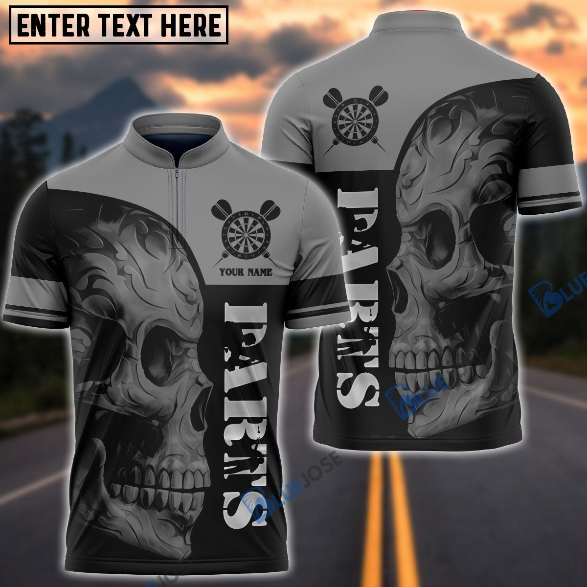 Frenzidea Skull Darts Personalized Name 3D Shirt (6 Colors)