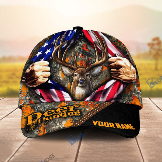 frenzidea Hunting Deer US Flag Pattern Multicolor Personalized Cap